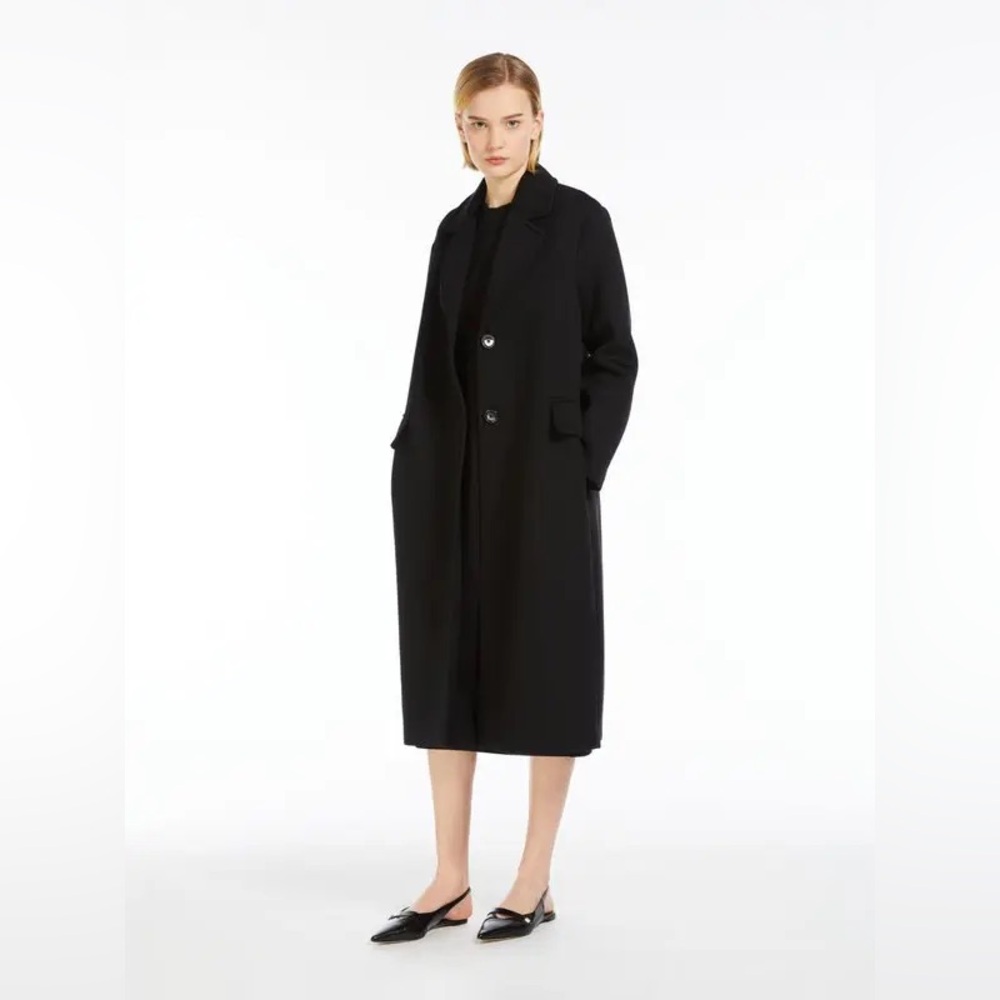 S’MaxMara Black Jersey Overcoat